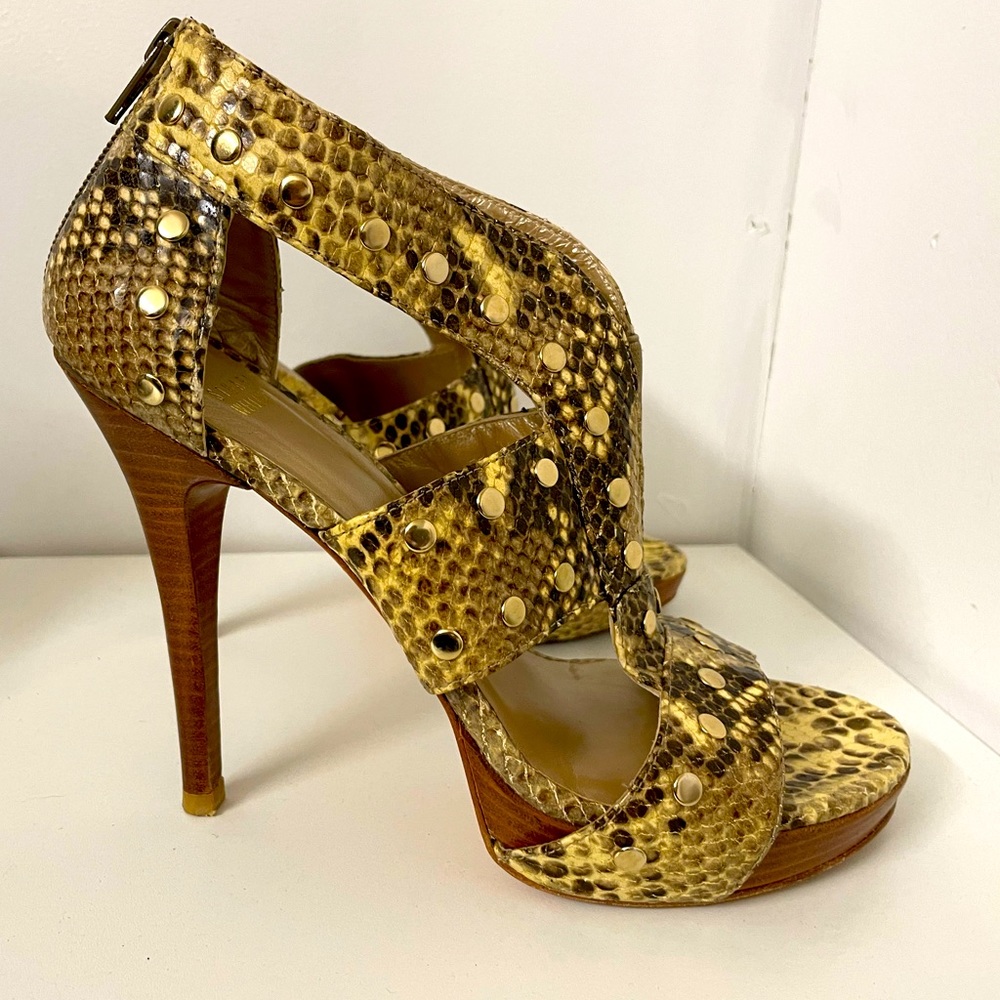 SALE! Stuart Weitzman Snake Skin Gladiator Sandal Heels